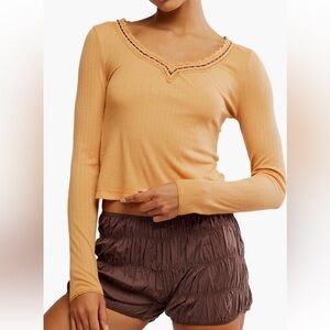 Free People Women's Long Sleeve Golden Pajama Top Sz Medium